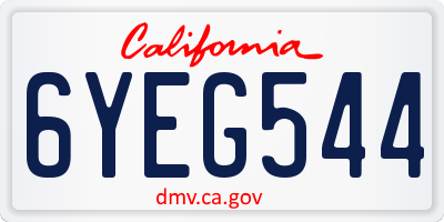 CA license plate 6YEG544