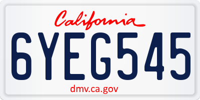 CA license plate 6YEG545
