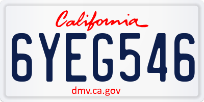 CA license plate 6YEG546