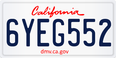 CA license plate 6YEG552