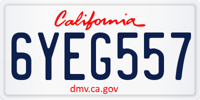 CA license plate 6YEG557