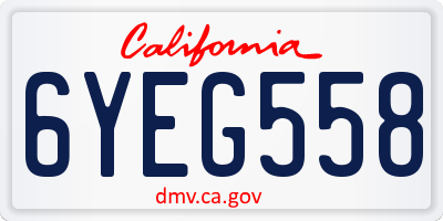 CA license plate 6YEG558
