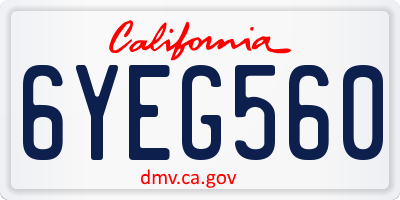 CA license plate 6YEG560