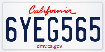 CA license plate 6YEG565