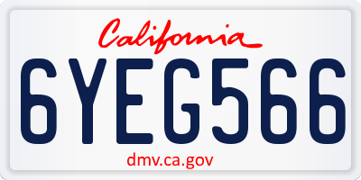 CA license plate 6YEG566