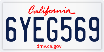 CA license plate 6YEG569