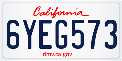 CA license plate 6YEG573