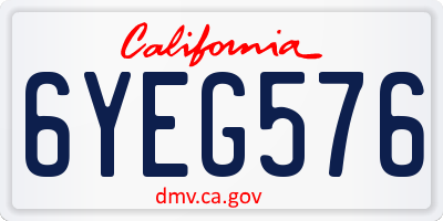 CA license plate 6YEG576
