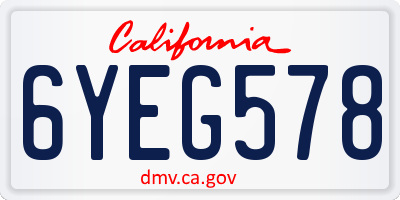 CA license plate 6YEG578