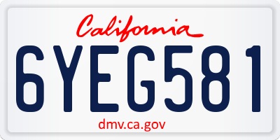 CA license plate 6YEG581