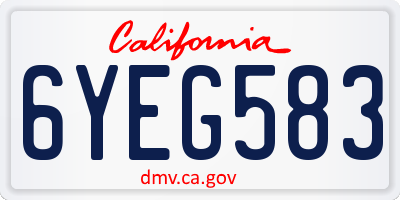 CA license plate 6YEG583