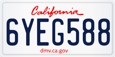 CA license plate 6YEG588