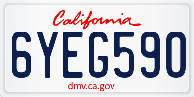 CA license plate 6YEG590