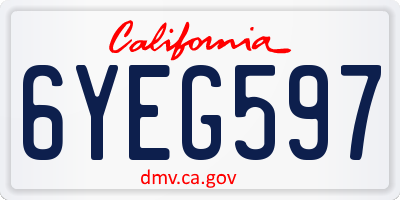 CA license plate 6YEG597