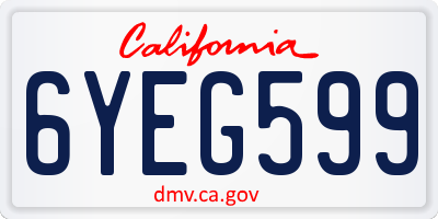 CA license plate 6YEG599