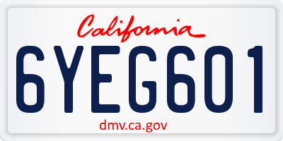CA license plate 6YEG601