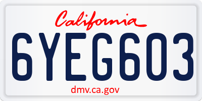 CA license plate 6YEG603
