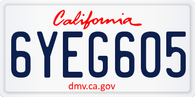 CA license plate 6YEG605