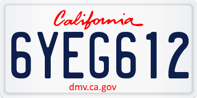 CA license plate 6YEG612