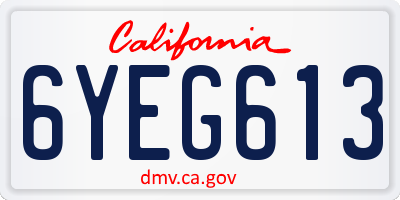 CA license plate 6YEG613