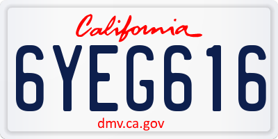 CA license plate 6YEG616