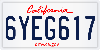 CA license plate 6YEG617