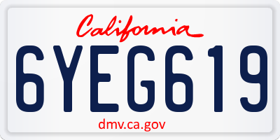 CA license plate 6YEG619