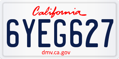 CA license plate 6YEG627
