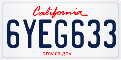 CA license plate 6YEG633