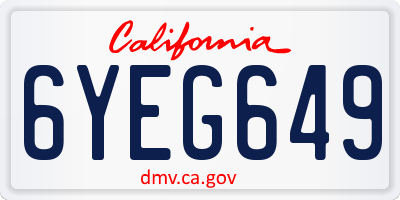 CA license plate 6YEG649