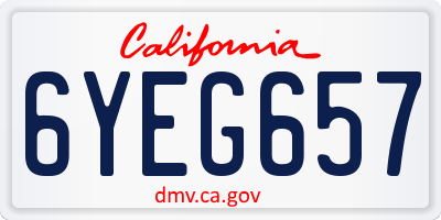 CA license plate 6YEG657