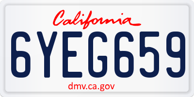 CA license plate 6YEG659