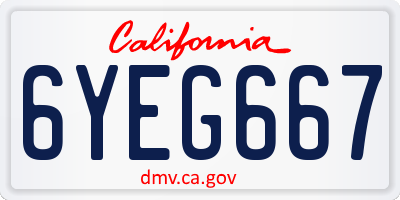 CA license plate 6YEG667