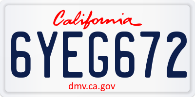 CA license plate 6YEG672