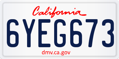 CA license plate 6YEG673