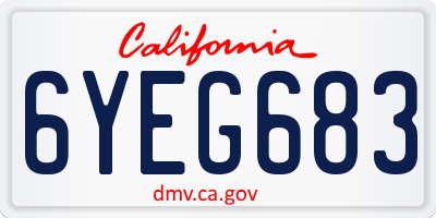 CA license plate 6YEG683