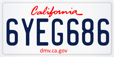 CA license plate 6YEG686