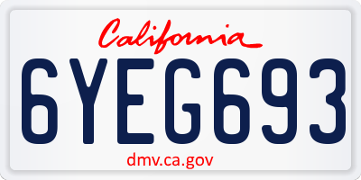 CA license plate 6YEG693