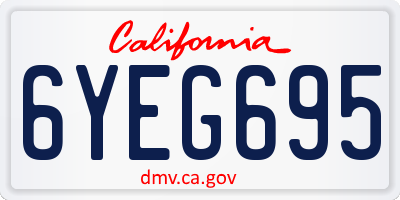 CA license plate 6YEG695