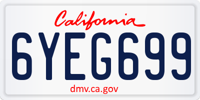 CA license plate 6YEG699