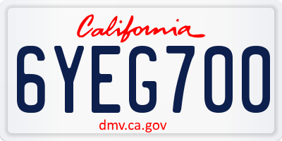 CA license plate 6YEG700