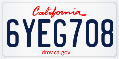 CA license plate 6YEG708