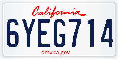 CA license plate 6YEG714