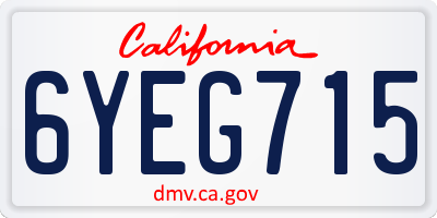 CA license plate 6YEG715
