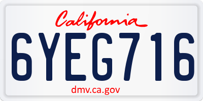 CA license plate 6YEG716
