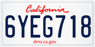 CA license plate 6YEG718