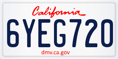 CA license plate 6YEG720