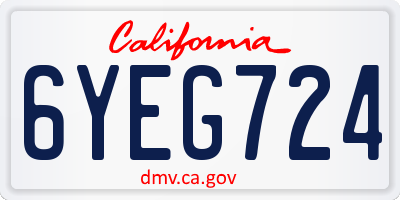 CA license plate 6YEG724