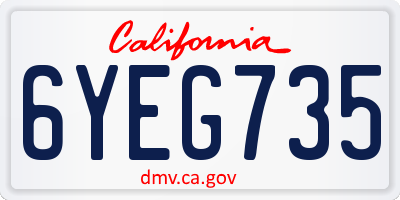 CA license plate 6YEG735