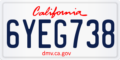 CA license plate 6YEG738